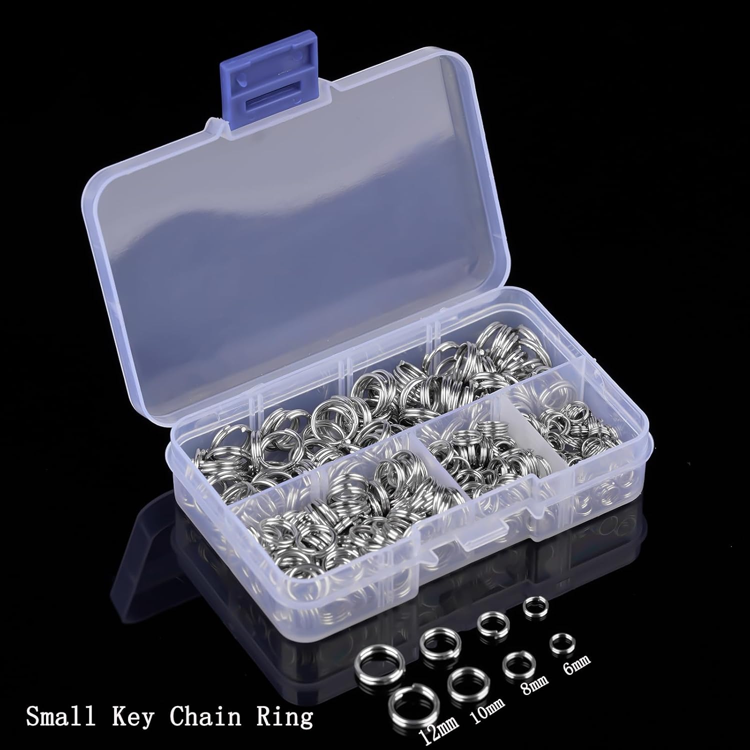 400 Pieces Premium 304 Stainless Steel Split Ring Double Jump Ring Small Key Chain Ring for Ornament Crafts, 4 Sizes(6mm 8mm 10mm 12mm Diameter)