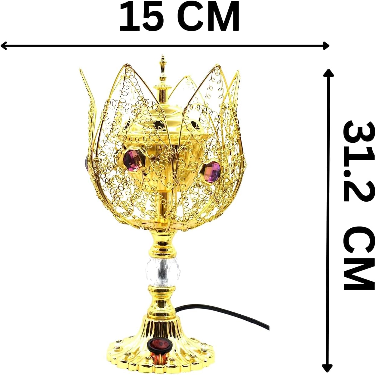 Electric Incense Burner | Arabic-Middle Eastern Style Metal Bakhoor Burner | Traditional Tabletop Censer for Aromatherapy, Home Fragrance, Yoga, Spa, Office Decor (Golden-, WT-38L)