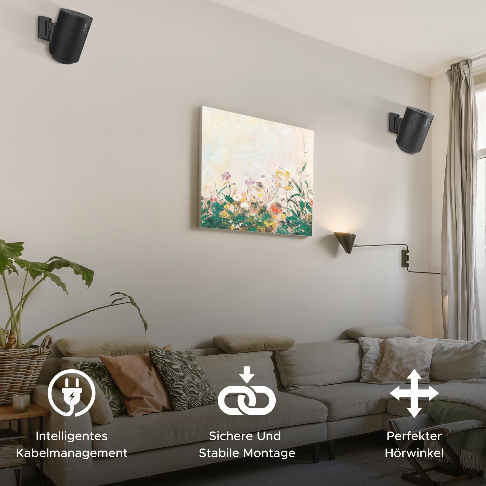 Sound bass ERA 100 Wandhalterung – Neigbar und Schwenkbar, Schwarz, Doppelpack (2 STK.), Kompatibel mit Sonos ERA100 & ERA 100 SL, Einfache Installation, Inklusive Montageset, Paar