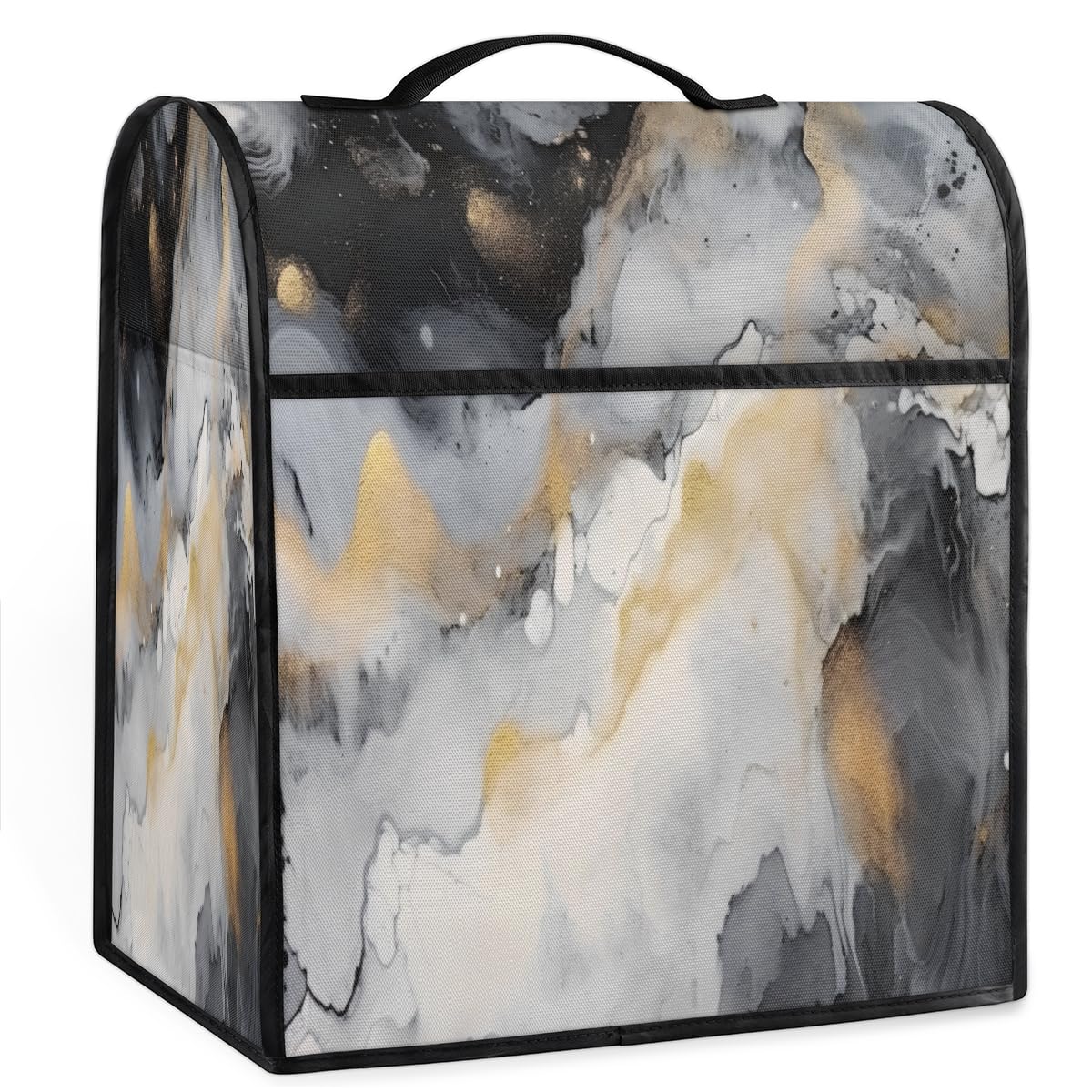Coffee Maker Cover Black Grey Marble Kitchen Appliance Covers Small Appliance Covers Blender Cover Juicer Cover Dust Covers for Kitchen Appliances with Top Handle and Pockets,Washable,C769