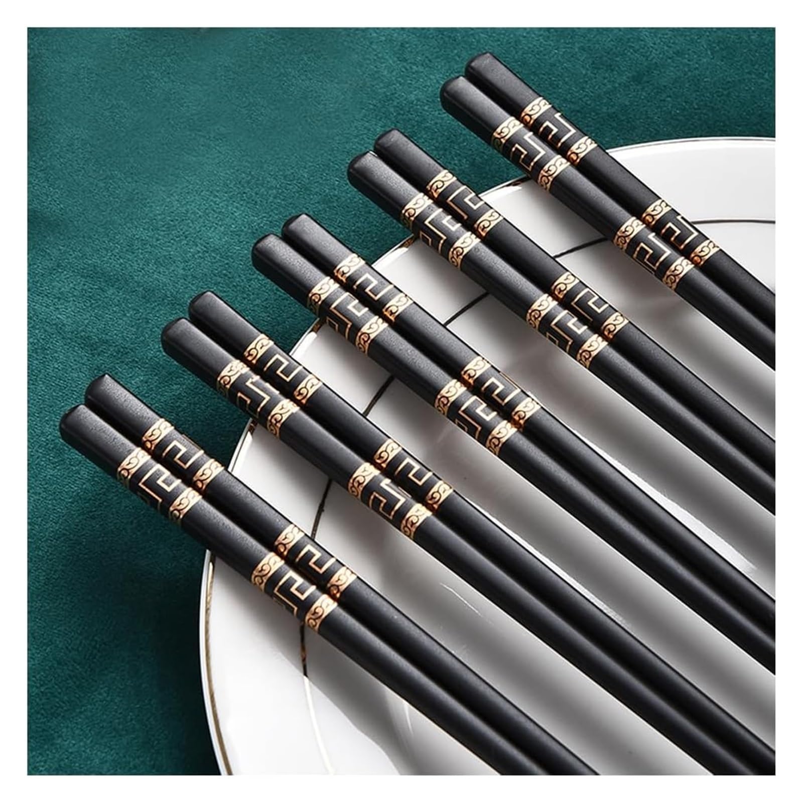Baguettes en céramique, Coffret cadeau de 10 paires baguettes réutilisables avec étui, antidérapantes en céramique osseuse haute qualité noires