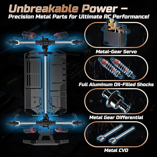 Miniatura 4 de DEERC 9309E 116 - Autos RC rápidos todo terreno para adultos, 40 KPH, camión monstruo eléctrico todoterreno 4WD, auto de alta velocidad de 2.4 GHz,