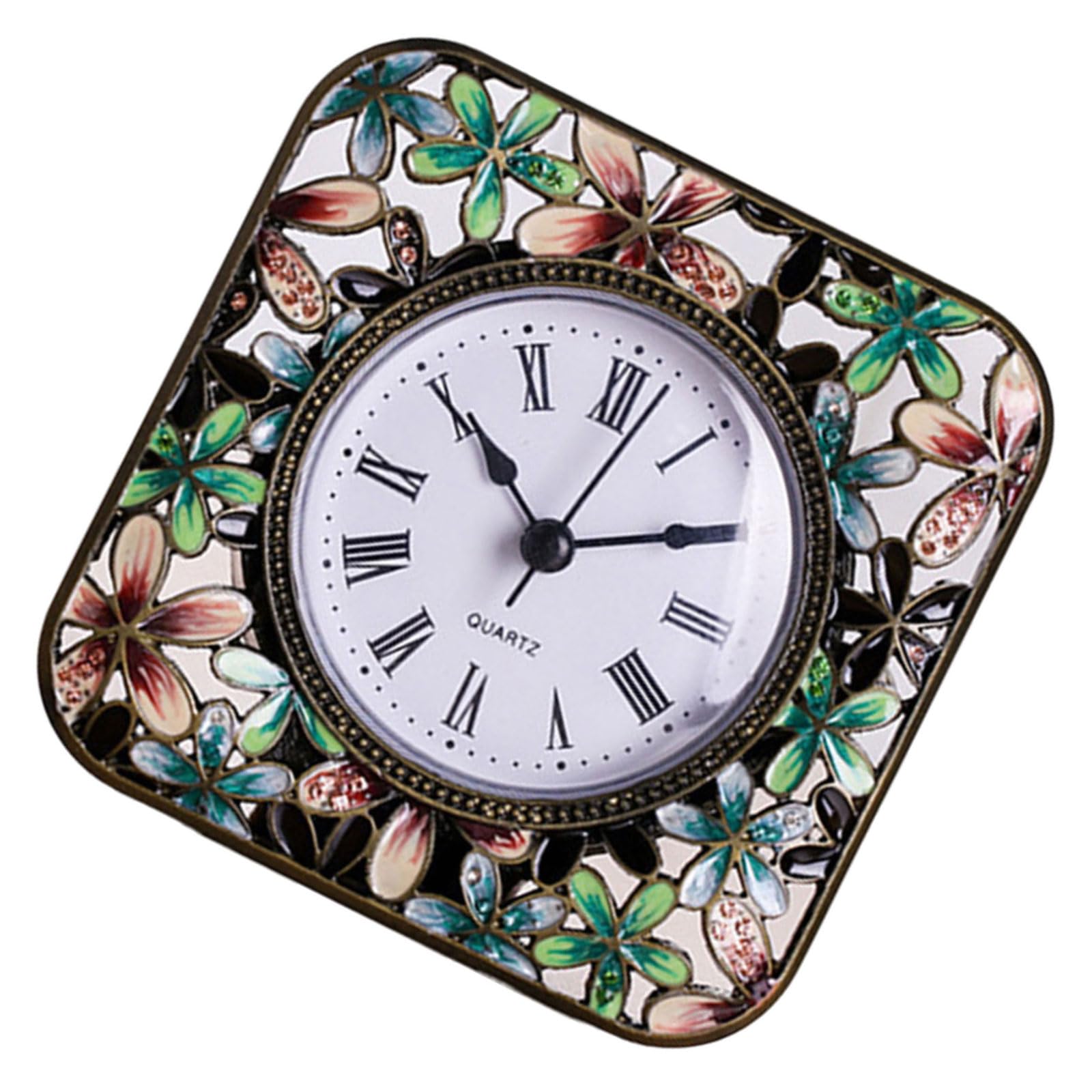 Jazuaiao Table Clock Elegant Vintage Color Desk Clock, and Quiet Movement for Living Room or Decoration Elegant