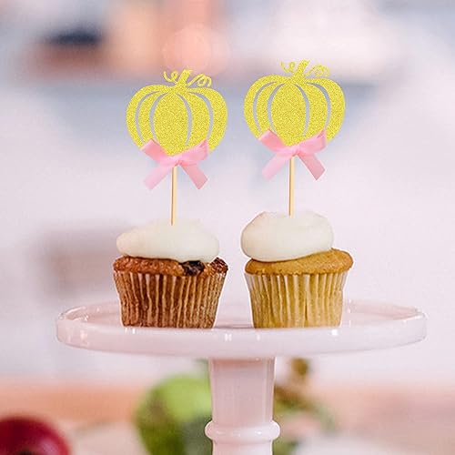Miniatura 22 de Ercadio Paquete de 30 adornos de calabaza para cupcakes con purpurina de cosecha de otoño, calabaza, cupcakes, baby shower, cumpleaños, otoño, tema