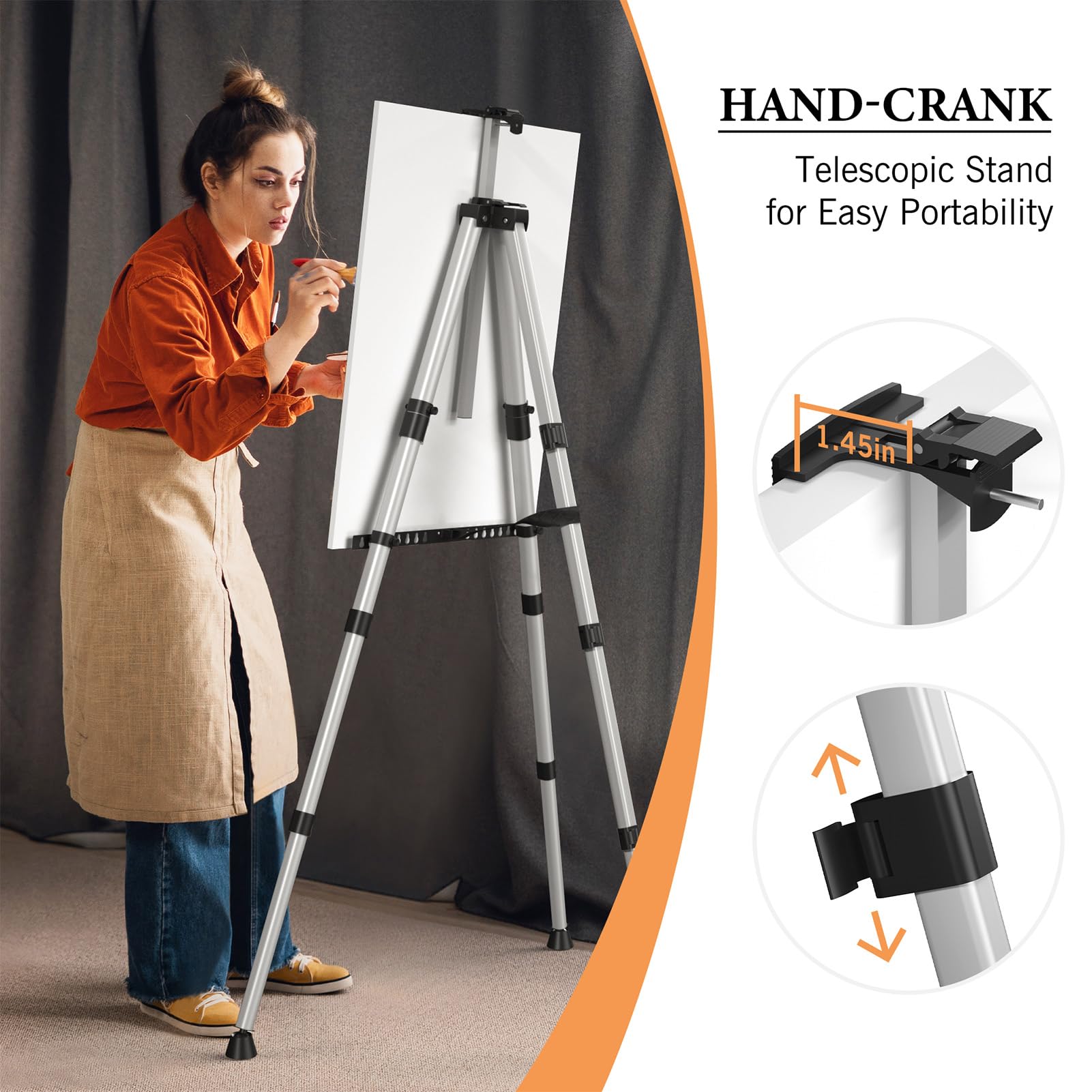 Easel Stand Portable , Adjustable Artist Tripod Floor Easel, With ...