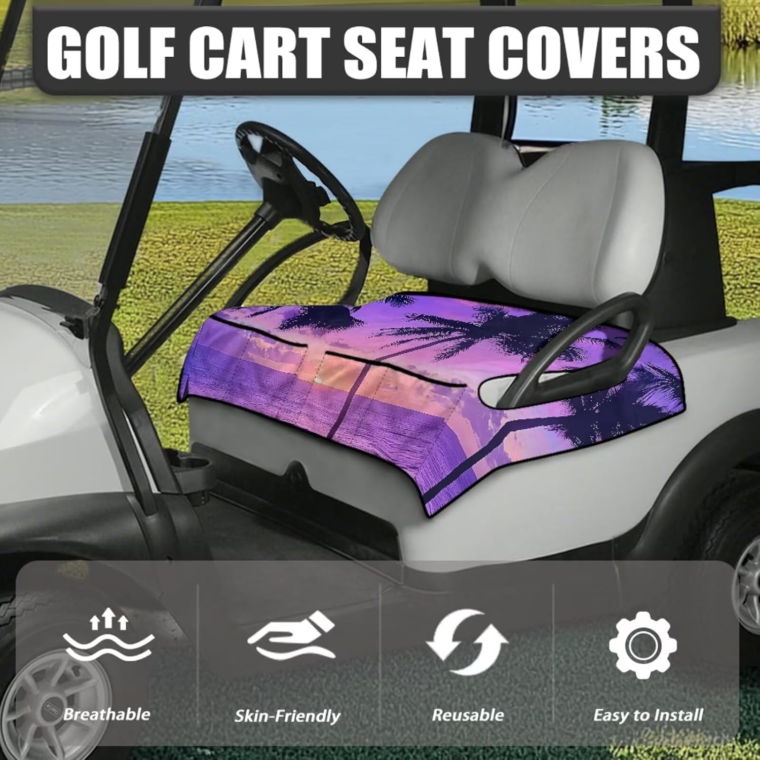 Golf Cart Seat Covers Club Car Universal Golf Cart Seat Towel Blanket with 4 Front Pockets