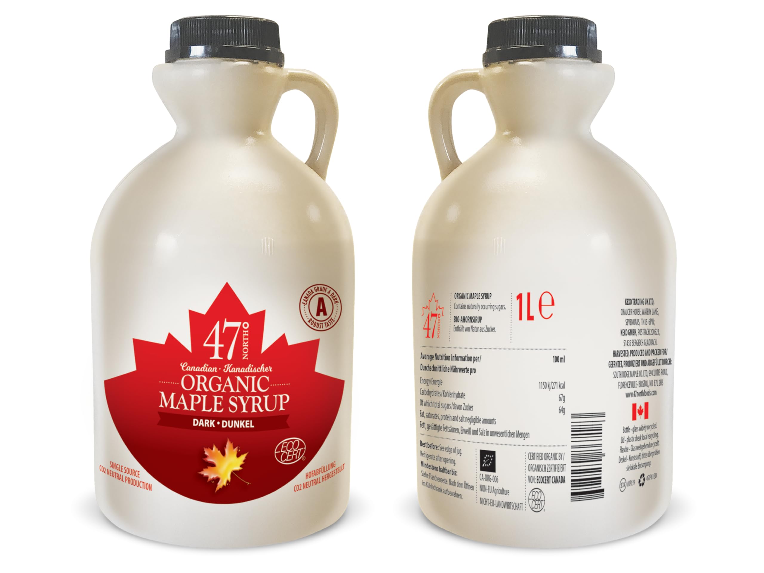 47 North Jarabe de arce orgánico canadiense, Single Source, Grade A, (Dark, 1000ml)