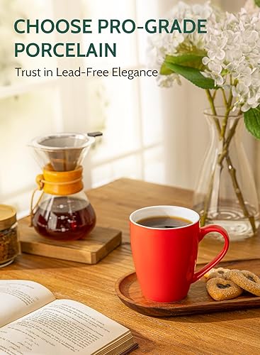 Vista 68 de Sweese. Conjunto de 6 tazas de café de porcelana, 16 onzas, Blanco