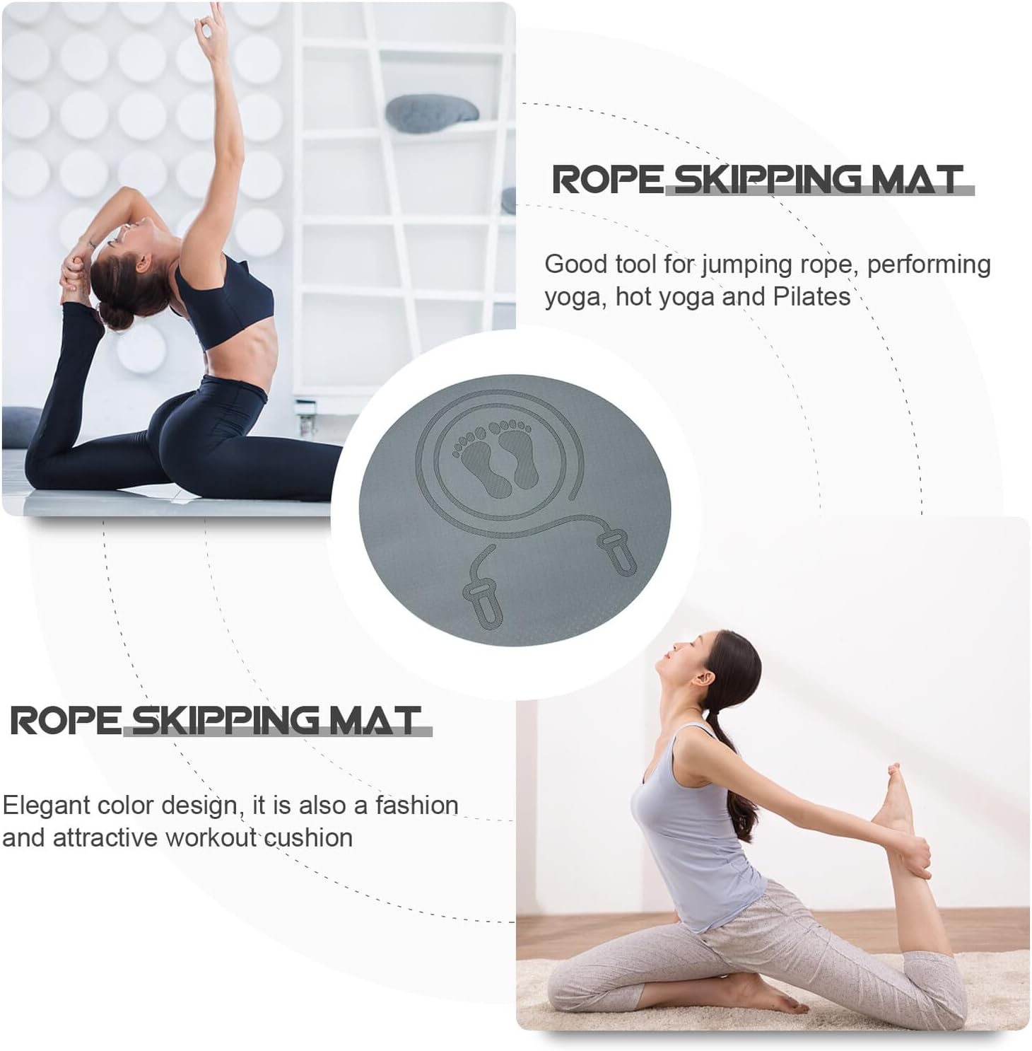 Shock-absorbing Tpe Jump Rope Mat Non-slip Thick Exercise Mat 0.8cm Soundproof Fitness Floor Pad for Indoor Home Workout and Yoga