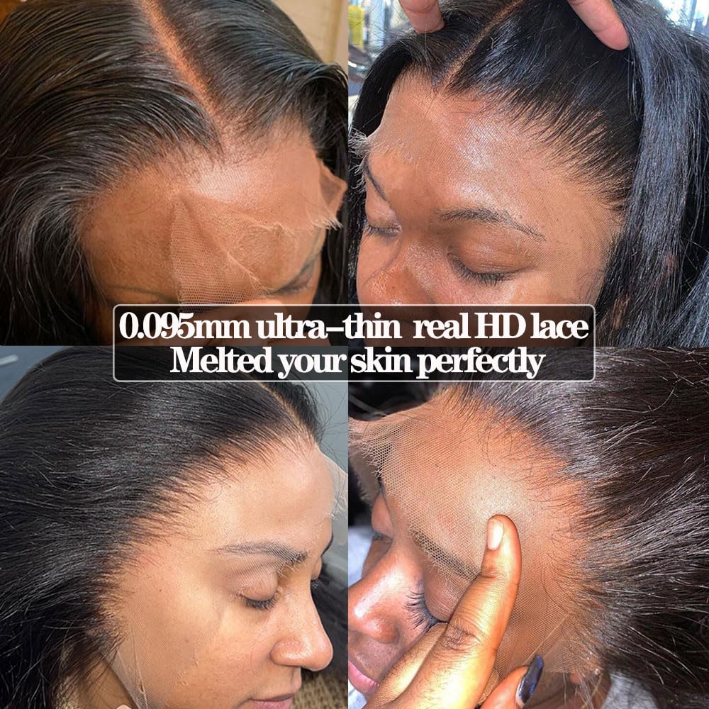 Body Wave 0.095mm Real HD 13x4 Lace Frontal Brazilian Human Hair Real Invisible HD Lace Human Hair Ear to Ear Full Density Lace Frontal Closure Tiny Knots (18inches)