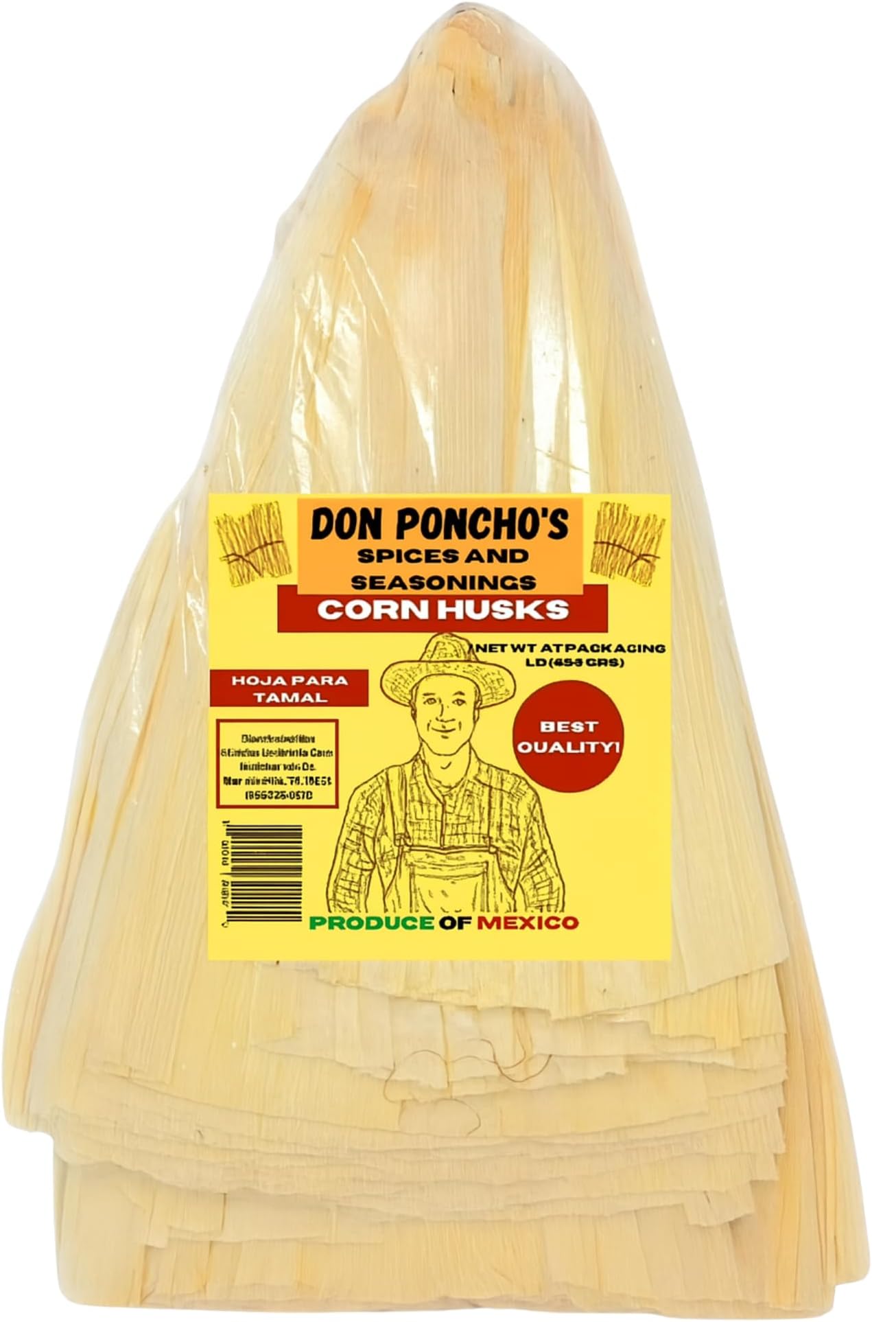 Don Ponchos Hoja de Tamal 1Lb - Premium Corn Husks for Tamales and Crafts - Authentic Mexican Food Ingredient - Natural Corn Husks Ideal for Homemade Tamales