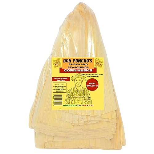 Don Ponchos Hoja de Tamal - 1 libra de cáscaras de maíz prémium para tamales y manualidades, auténtico ingrediente alimenticio mexicano, cáscaras de