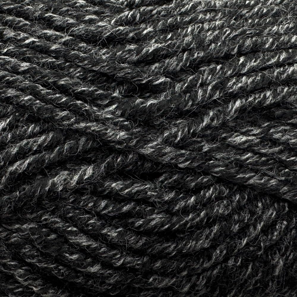 Wooly Soft Fluffy Bulky Weight #5 Wollmischgarn, schnelles Stricken, Häkelgarn, 25 % Wolle, 75 % Acryl, 100 g, 100 m (Schwarz Melange)