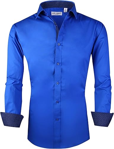 Alex Vando Mens Dress Shirts Regular Fit Long Sleeve Stretch Business Dress Shirts for Men