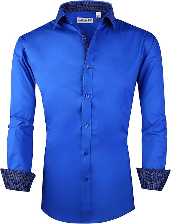 Alex Vando Mens Dress Shirts Regular Fit Long Sleeve Stretch Business Dress Shirts for Men
