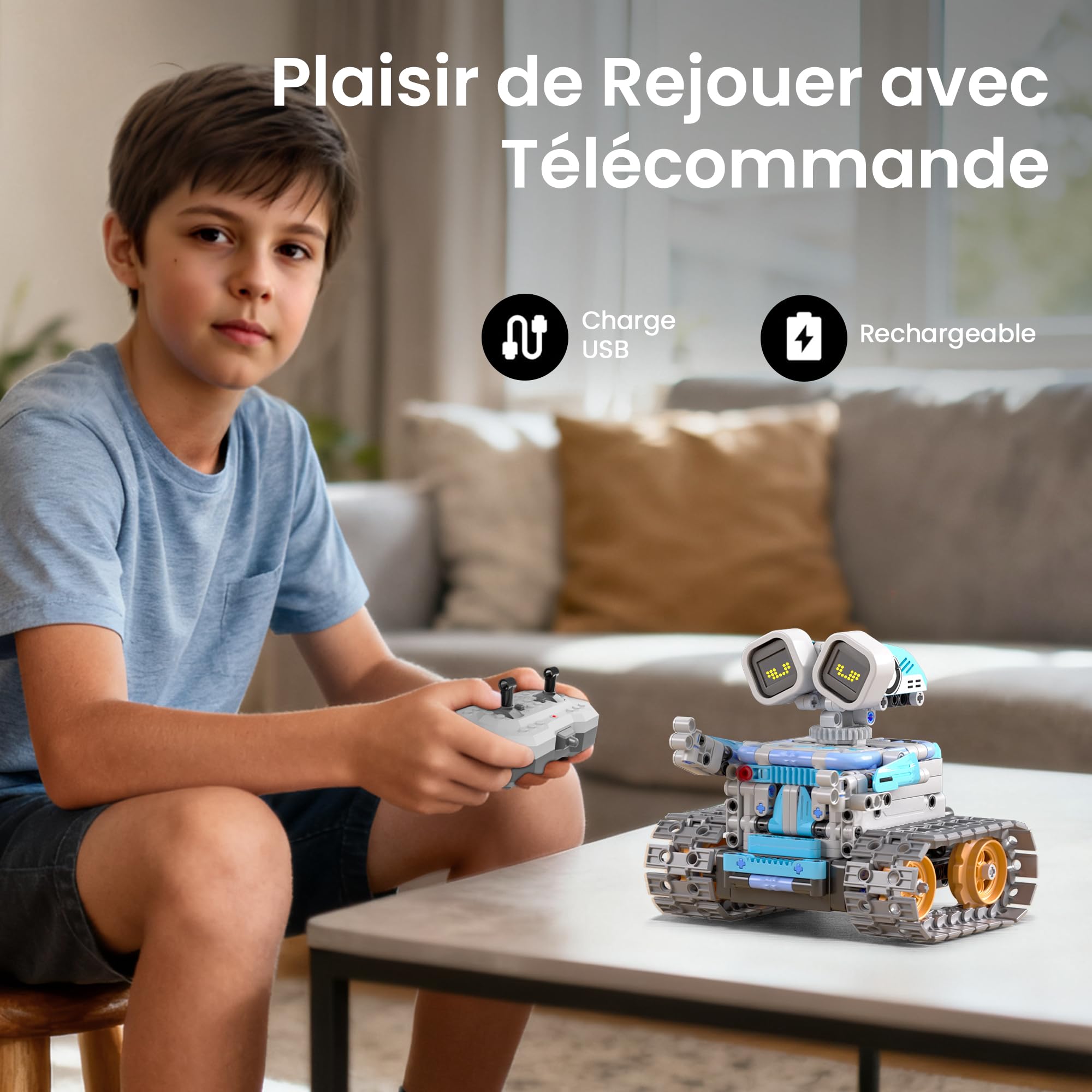 Sillbird Programmierbarer Roboter STEM für Jungen von 8-12 Jahren | 5-in-1-Bauset mit App und Fernbedienung, Geschenkideen für Kinder ab 8 9 10 11 12 Jahren, 473 Teile