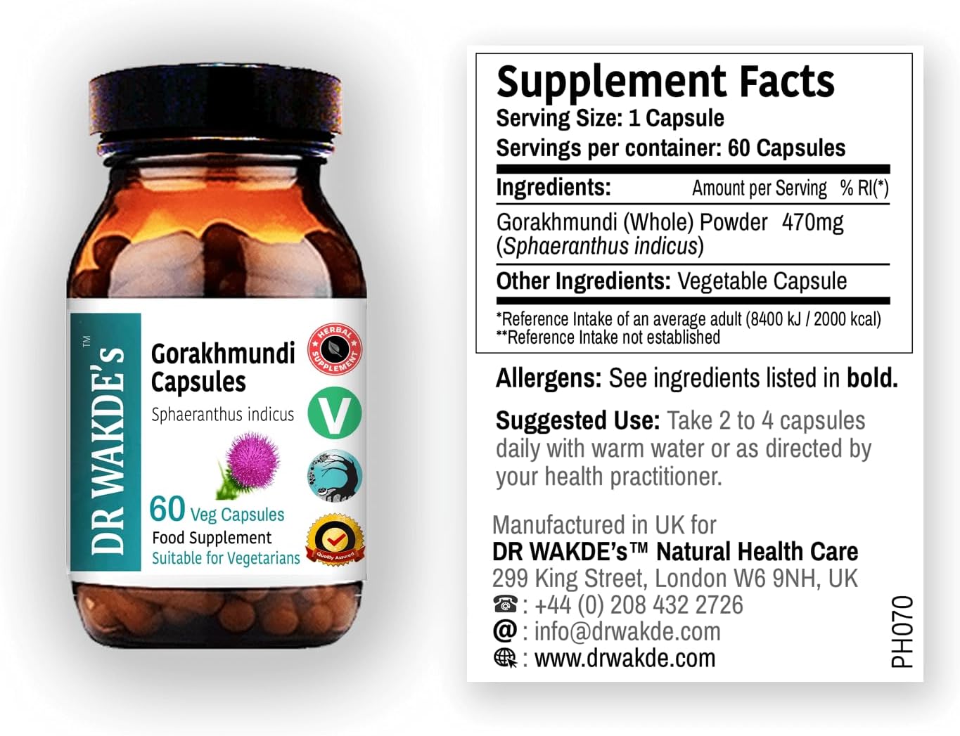 DR WAKDE's Gorakhmundi Capsules (Sphaeranthus indicus, 60 Veg Caps, Plant-Based Supplement, Ayurvedic Herb, All Natural, Vegan) - Image 3