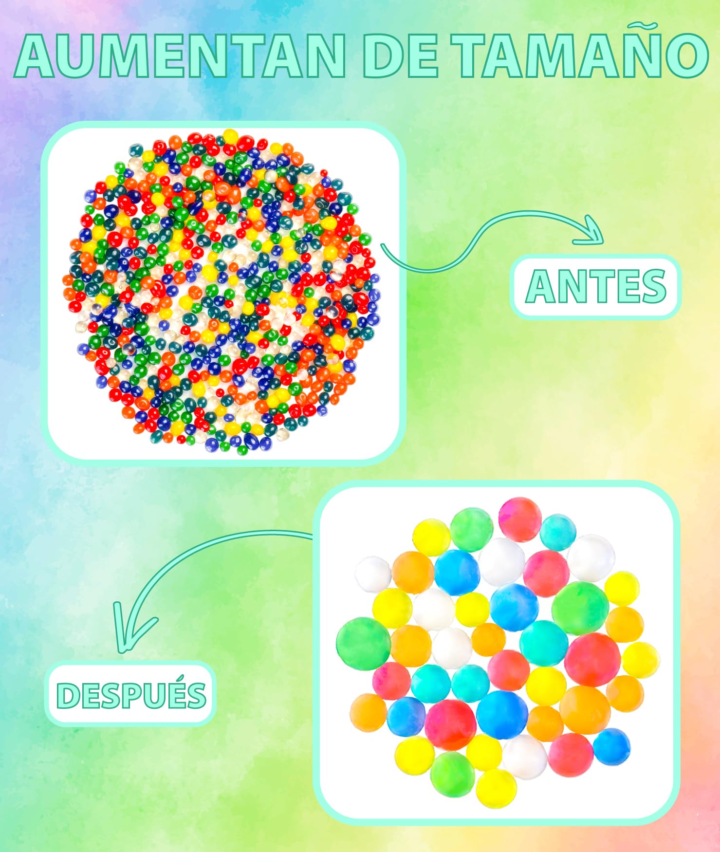 INPIAX Pack of 300 Giant Gel Beads, Large XL Balls, Different Colours for Home Decoration Plant Preservation, Crafts, Water Beads - Image 3