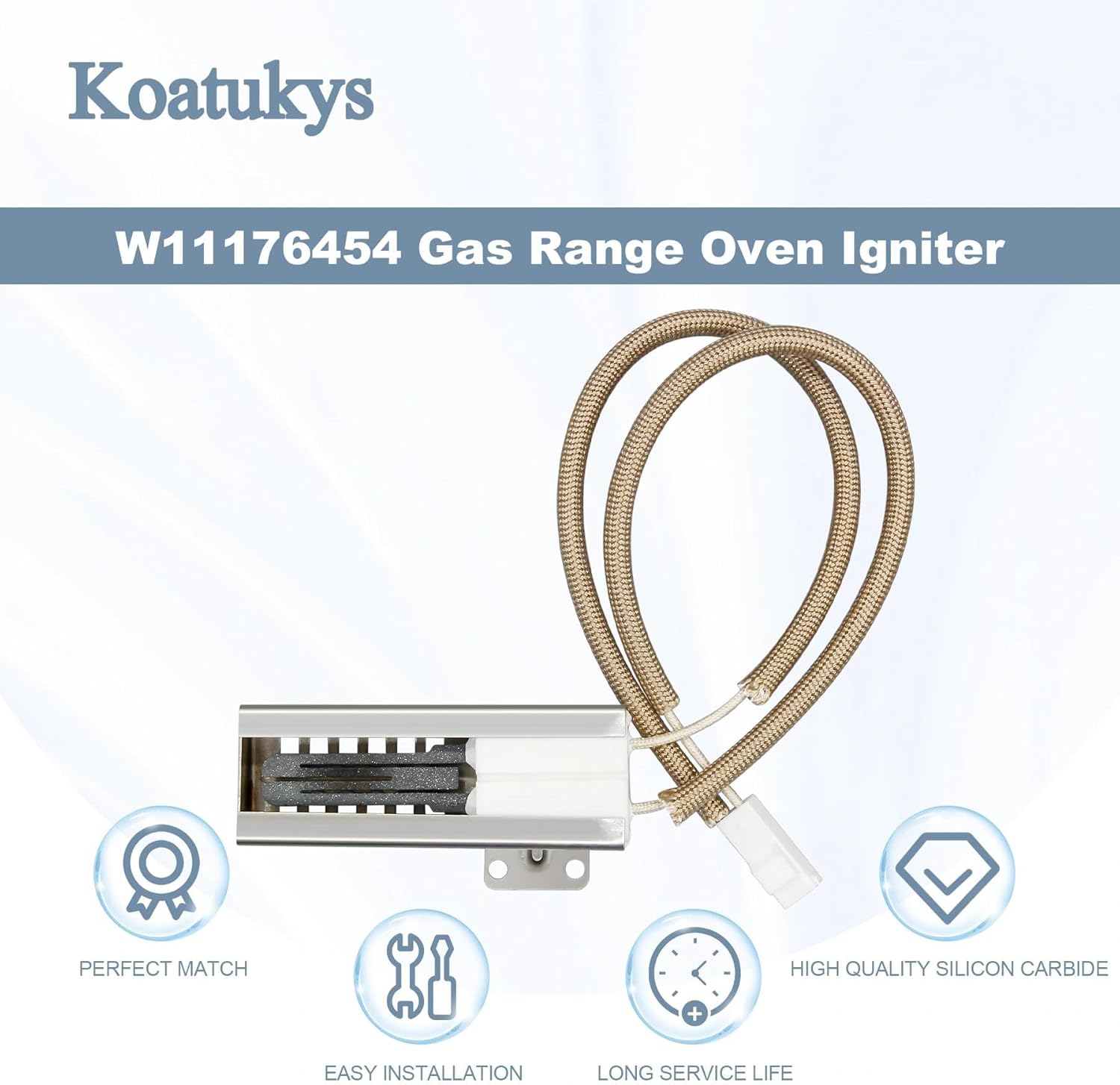 W11176454 Gas Range Oven Igniter for Whirlpool Maytag Amana Oven Igniter Replacement, Compatible with W10914411, 4547416, AP6327293, PS12348439, WFG320M0BS3
