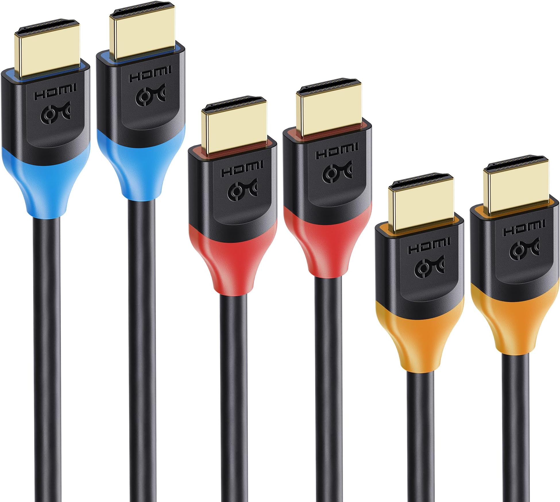 [Ultra High Speed HDMI Certified] 3-Pack 8K HDMI Cable, 6.6ft | 8K@60Hz, 4K@240Hz, 48Gbps, 2m, HDR, Compatible with PS5, Xbox Series X/S, RTX/RX GPUs, Apple TV