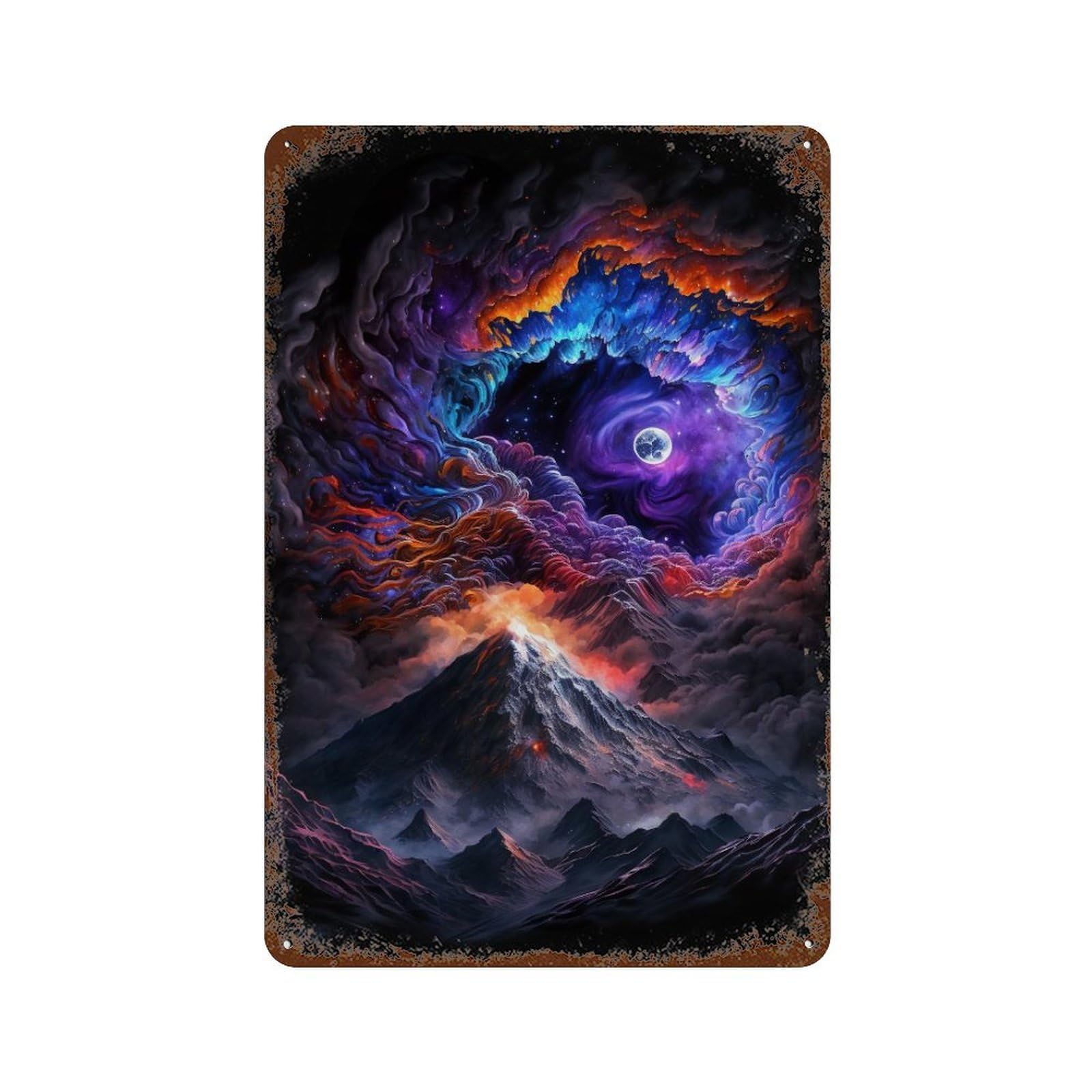 Galactic Portal Cosmic Wonder Distressed Metal Wall Sign 11.8"x7.9", for Garage, Bar And Workshop Decor, Decorative Metal Wall Art