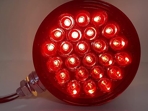 Miniatura 6 de 2 piezas ámbarrojo 48 LED redondo doble cara cromo Stud montaje pedestal guardabarros luz trasera giro camión remolque Peterbilt Freightliner