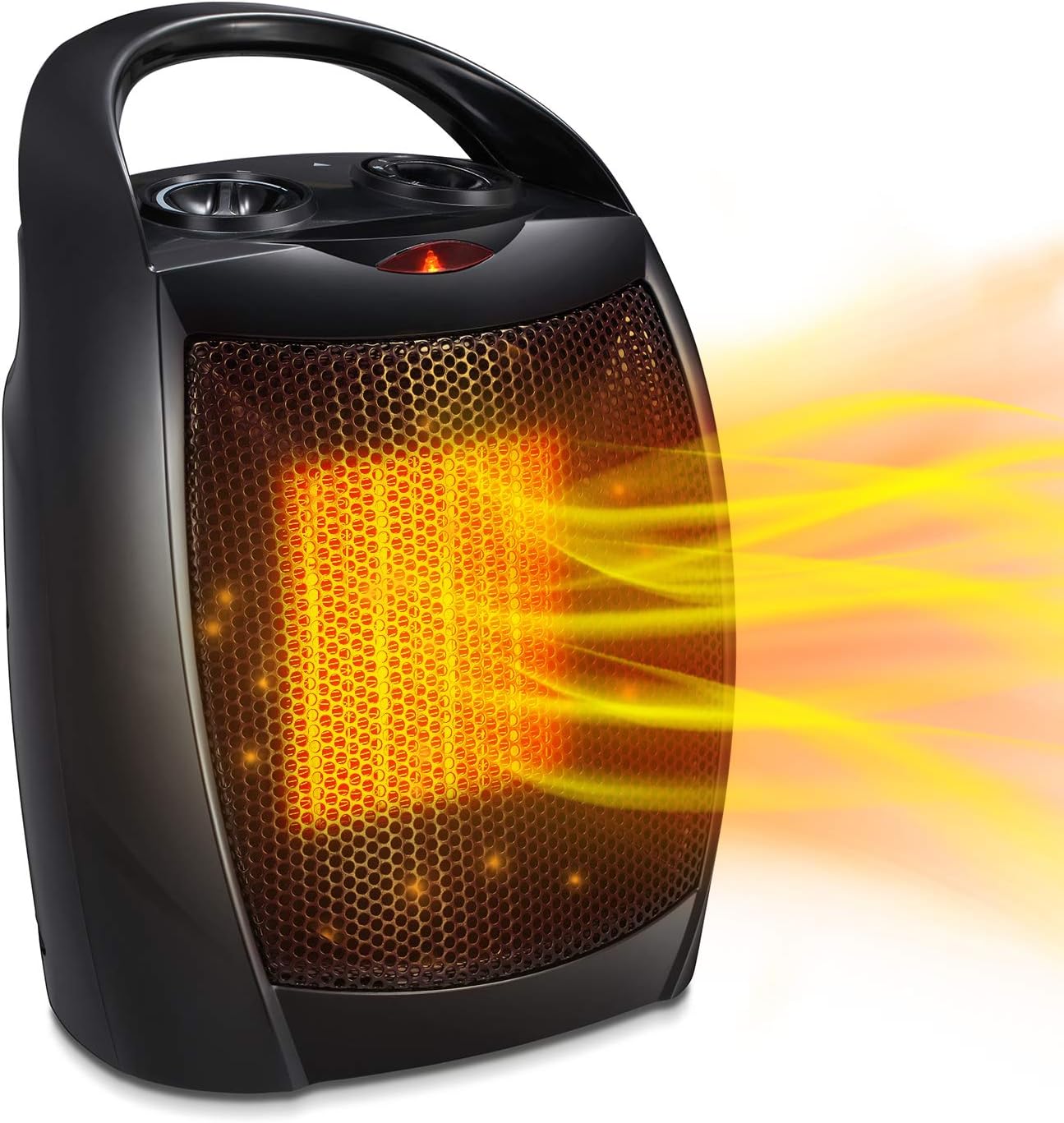 Antarctic Star Space Heater,1500W/750W ETL Certified Ceramic Small Heater with Thermostat,Electric Portable Heater Fan for Home Dorm Office Desktop and kitchen,BLACK