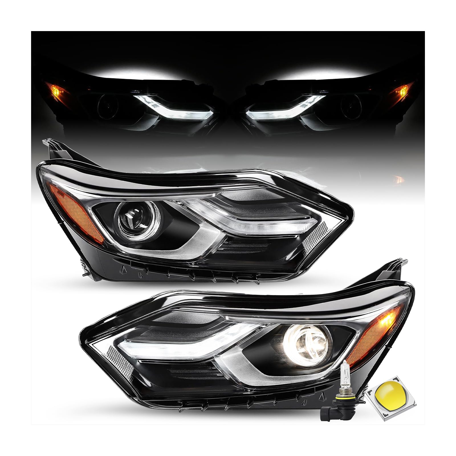 Scorpion Auto Right Side Headlight Assembly For 2018-2021 Chevrolet Equinox - Halogen - Black Housing