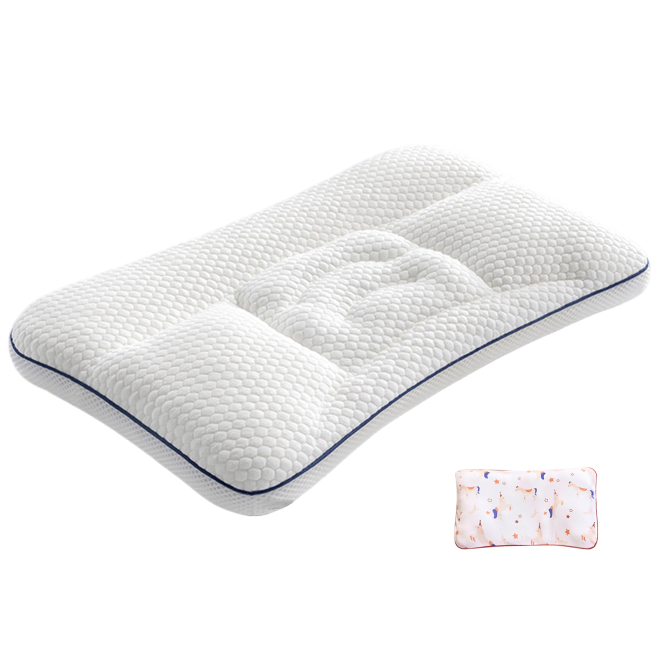 Ameble Toddler Pillow for Kids 3-8 Years, 5-Zone Spine Support Pillow with 10A Filling, Double-Sided Breathable Children's Sleeping for Girls, 0.79inch