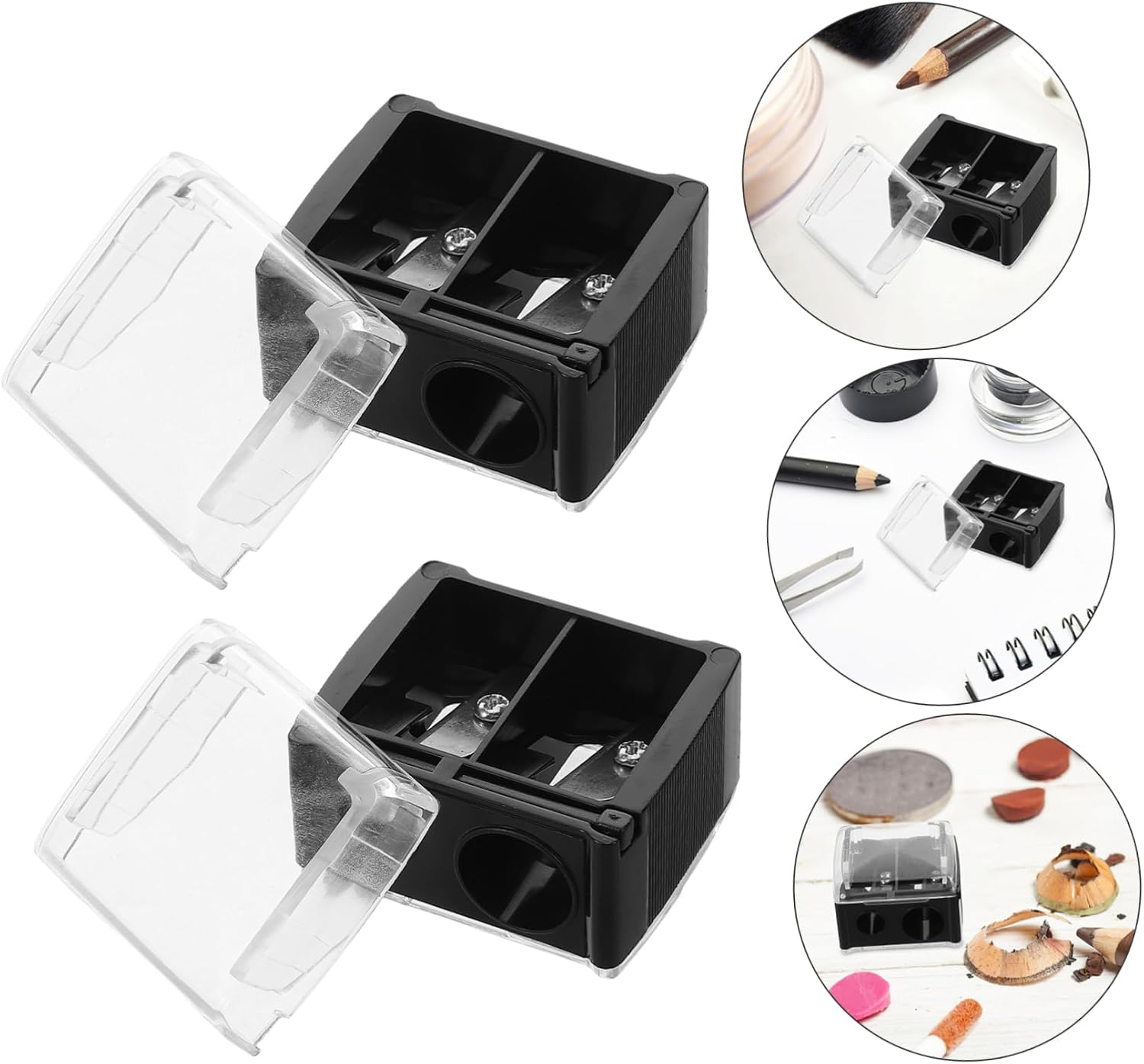 VALICLUD 5pcs Dual Holes Makeup Pencil Sharpener Efficient Handheld Sharpener for Eyeliner Lip Liner and Brow Pencils Portable and Lightweight for Go