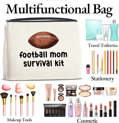 Miniatura 4 de TSUYAWU Regalos para amantes del fútbol para mujeres, bolsa de maquillaje de futbol para mamá, regalo para jugador de fútbol americano, regalos para