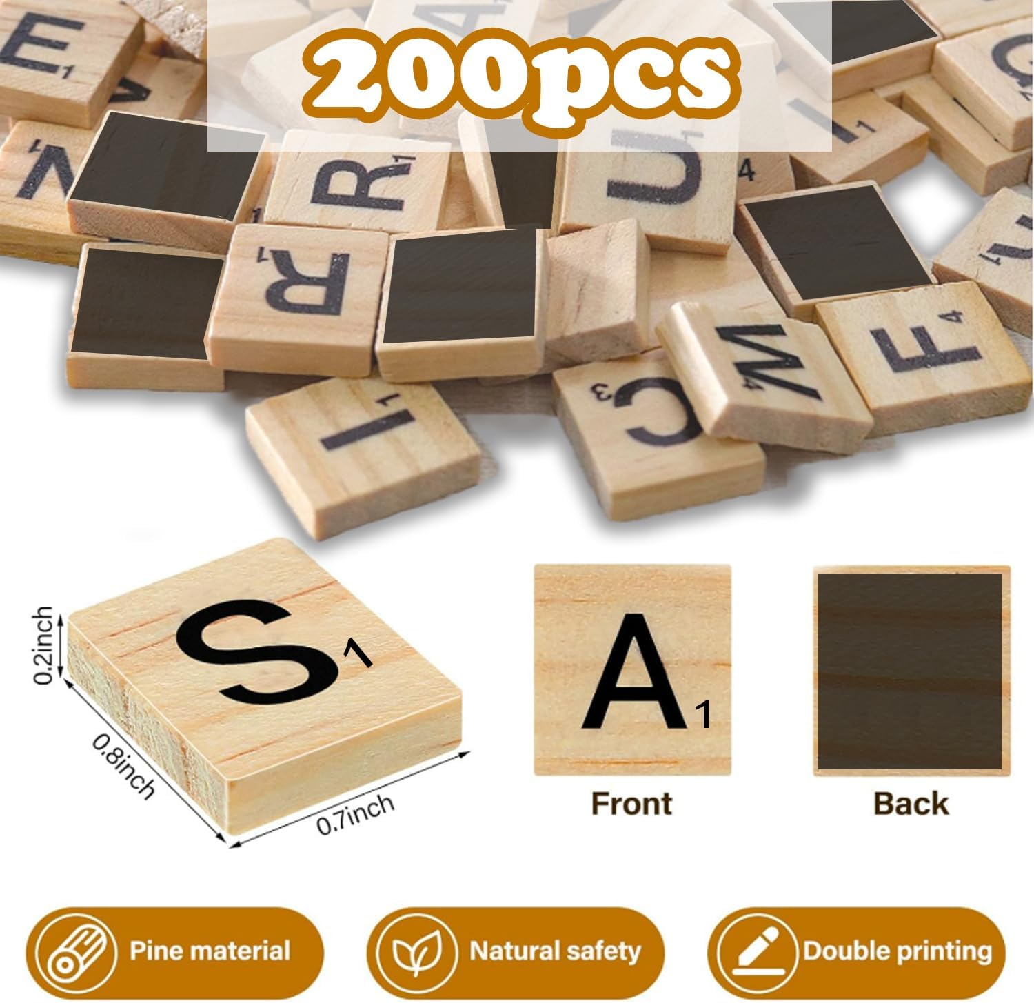 LSCQYYCC-200Pcs Magnetic Wooden Letter Bricks, Craft Letters - DIY Wooden Gift Decoration - Making Letter Coasters and Cross Games DIY Wood Gift Decoration - Making Alphabet Coasters