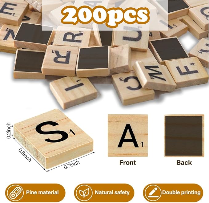 200 piezas letras magnéticas de madera miniatura 3