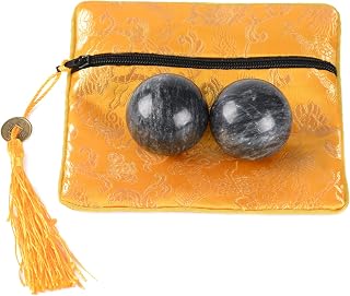 STCREE Balones de mano de mármol de 3,5 cm, bolas de baño chinas, negro/gris, salud, meditación, fitness, mano para terapia de manos, color gris oscuro, sin campanillas, TQGJST9