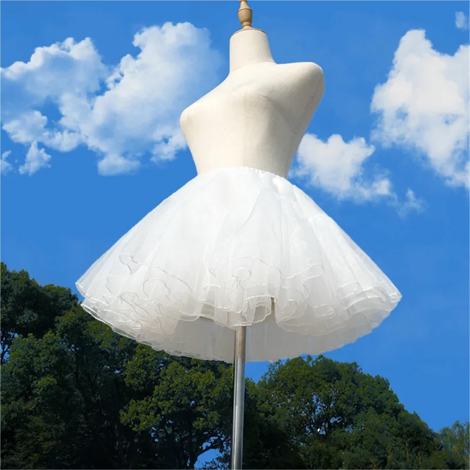 Sottogonna Corta in Tulle Gonna Lolita soffice, Sottoveste Bianca e Nera a 4 Strati, 35/40/48 cm, con Supporto in Filato Morbido Senza Ossa, Accessorio for Abito da Ragazza