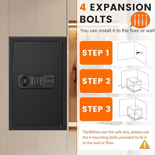 Miniatura 7 de Caja fuerte grande para el hogar con estante extraíble y bolsa impermeable ignífuga, caja fuerte de seguridad digital de 5.0 pies cúbicos con luz