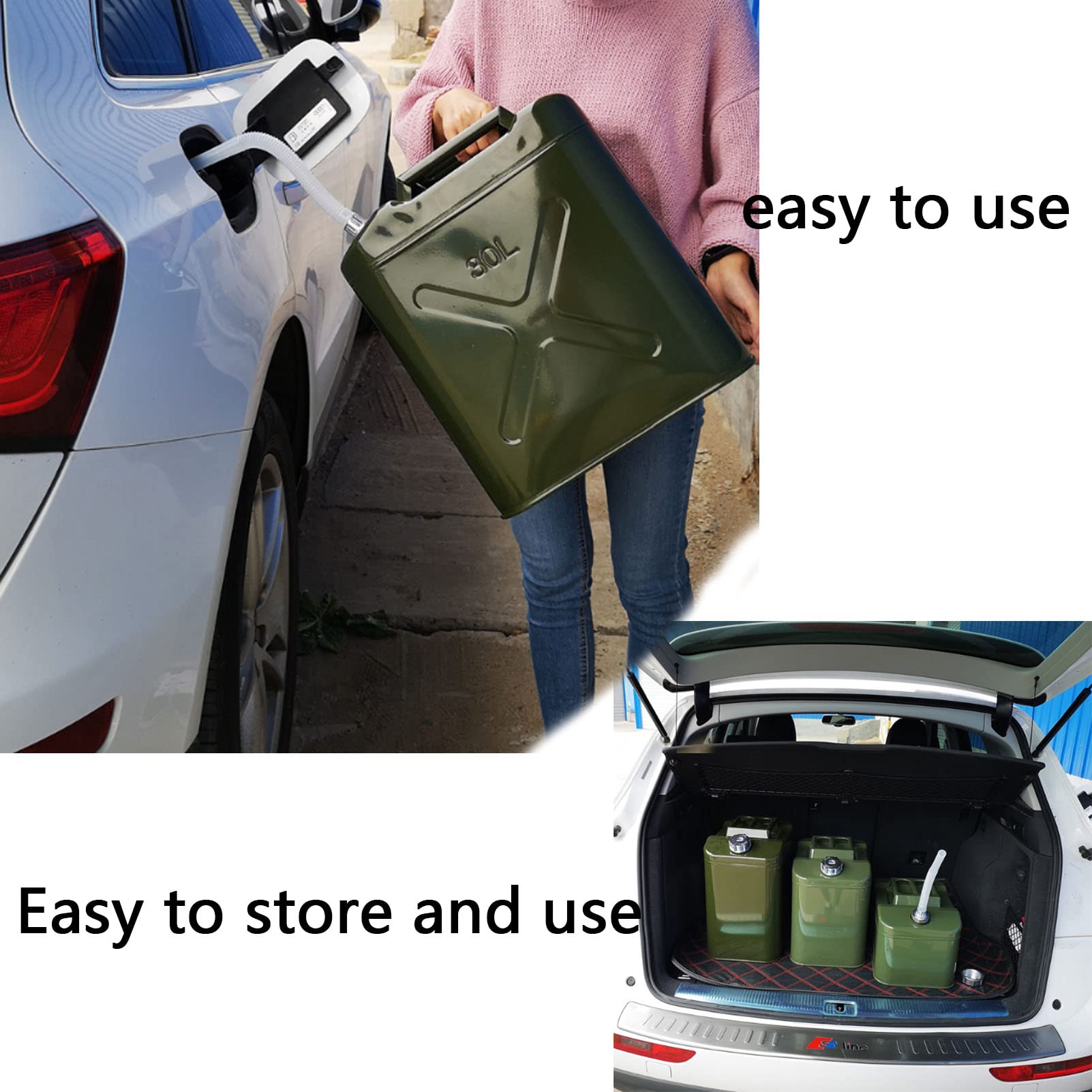 Recipientes para gasolina Bidón de gasolina, Bidón de combustible engrosado herméticamente sellado, Bidón de gasolina diésel de metal de reserva de emergencia, con boquilla flexible y kit de ventila