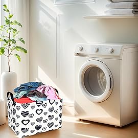 ASKETAM Valentine\'s Day Basket Gift for Empty Cute Heart Large Storage Bin for Kid and Baby Room Dcor (Black Creative Love)