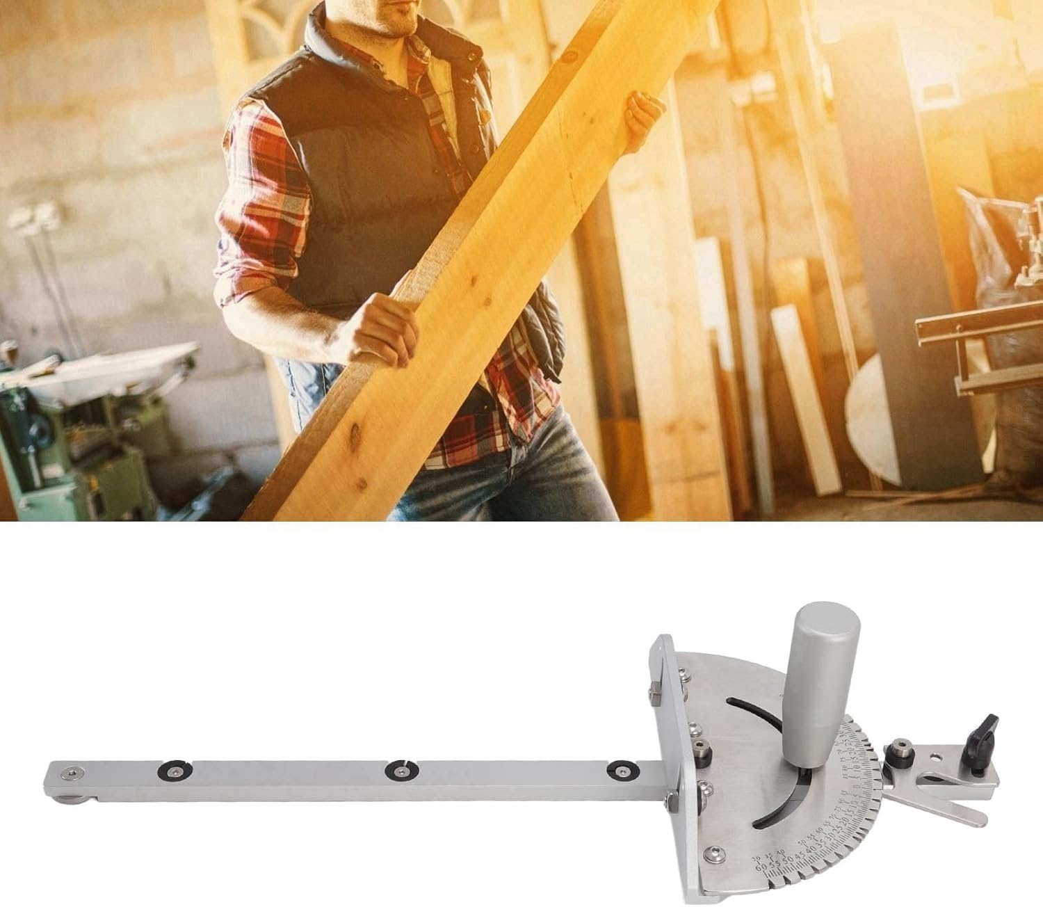 High Accuracy Aluminum Table Saw Miter Gauge, Wear, Easy to Use, Multiple Angles for Woodworking