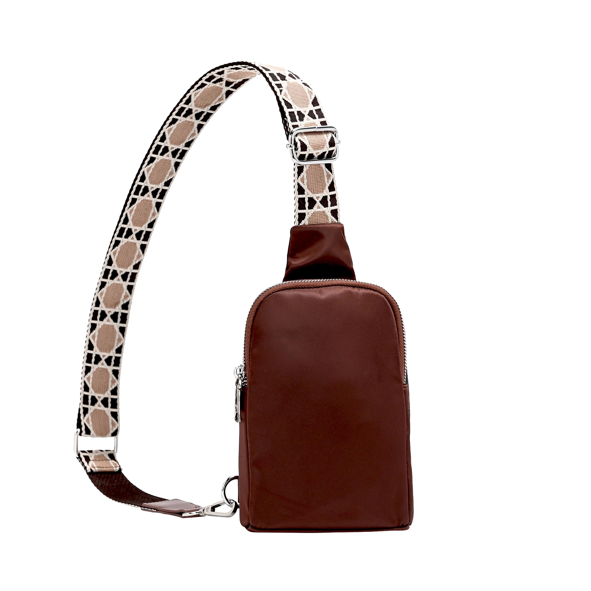 INICAT Small Crossbody Sling Bag Chest Bag Travel Shoulder Purses for Women(Coffee Dark)