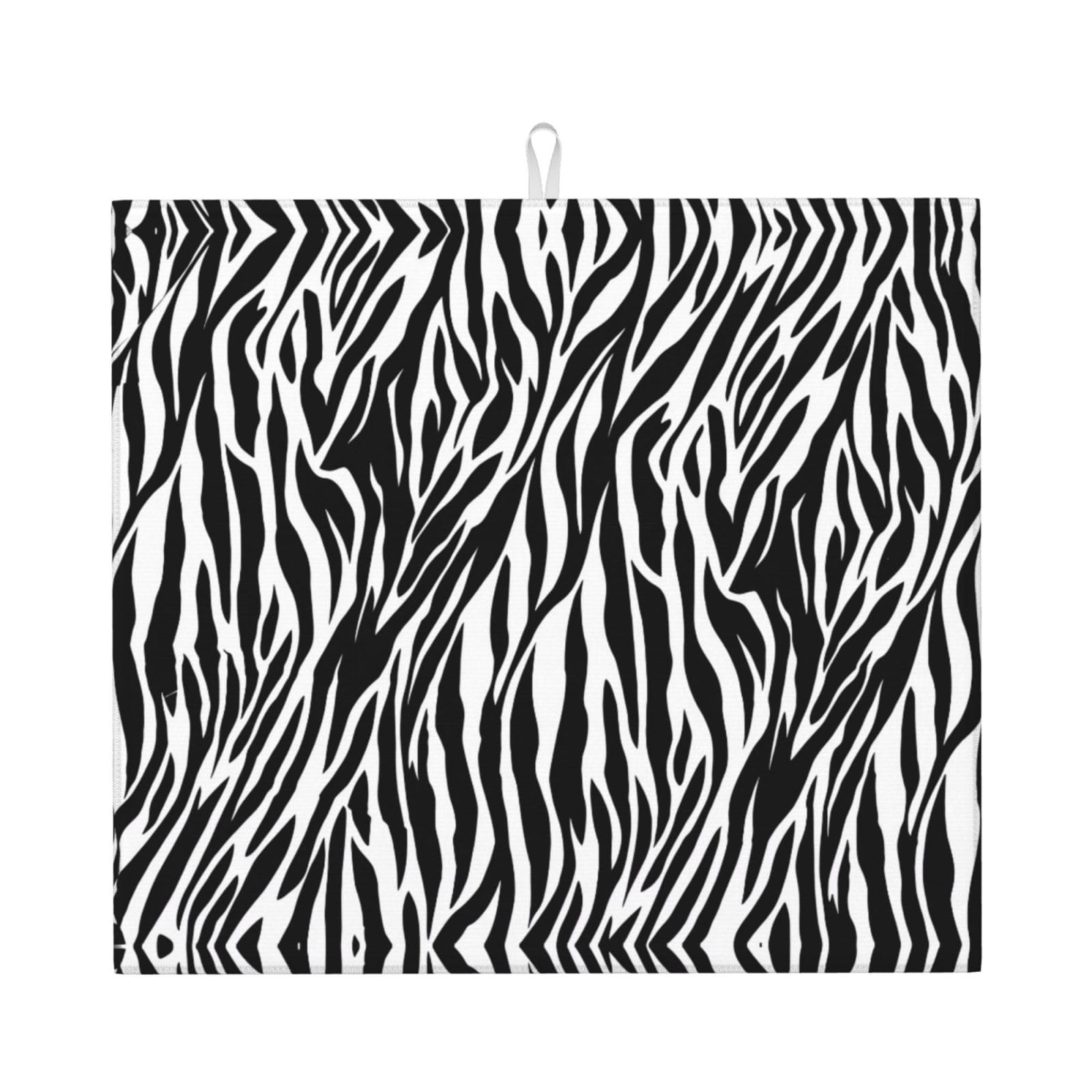 Yyhwhjde Black Zebra Print Prints Kitchen Drying Mat – Absorbent Dish Throw For Countertop, Non-Slip Layer With Vibrant Prints, Ideal For Housewarming