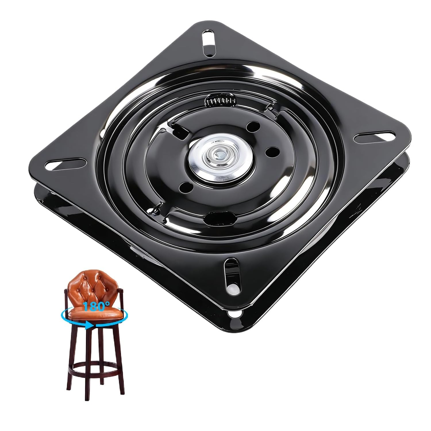 Tissting Seat Swivel Base for Chair Furniture Bar Stool Boat, 180 Degree Ball Bearing Automatic Rebound Double Steel Bearing Plate 125kg Load Capacity 7in