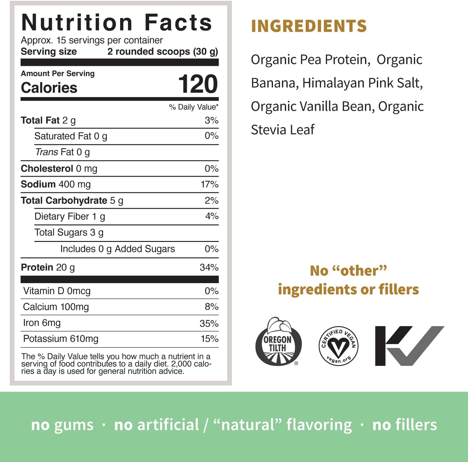 Sprout Living Organic Pea Protein Powder, Vanilla Flavor, 20 Grams of Plant Based Organic Protein Powder Without Sweeteners, Non Dairy, Non-GMO, Dairy Free, Vegan, Gluten Free (1 Pound, 15 Servings) - Image 3