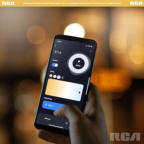 Miniatura 8 de RCA Bombillas inteligentes WiFi | Bombilla LED ámbar B11 vintage compatible con dispositivos Google y Alexa para el hogar | 4 W (40 W equivalente),