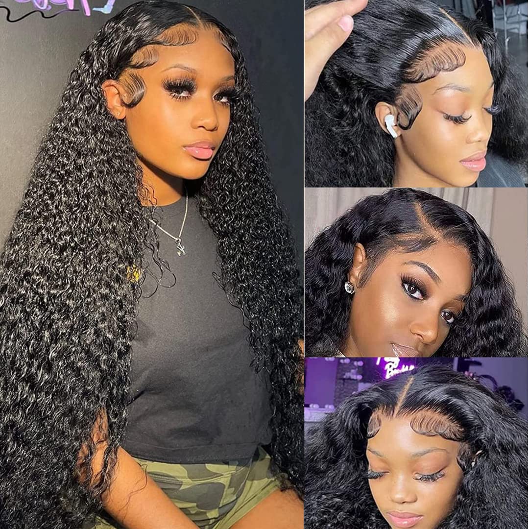 Nadula Brazilian Curly Virgin Human Hair 13X4 Lace Front Wigs For Women 100% Unprocessed Virgin Curly Human Hair Wig 150% Density With Baby Hair (16inch)