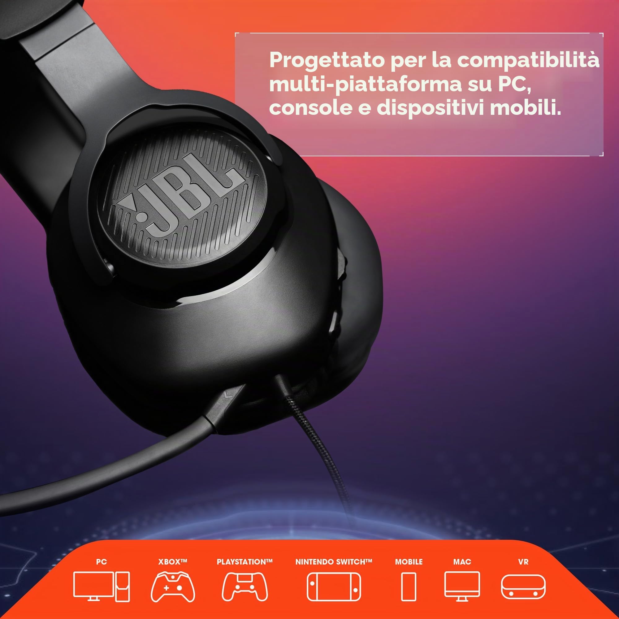 JBL Quantum 100 Wired Over-Ear Gaming Cuffie - Nero