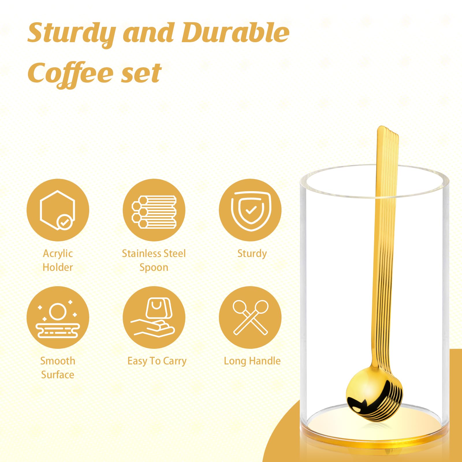 Amazon.co.jp: 6.7インチコーヒースプーン、ゴールドベースホルダー