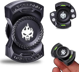 Upgraded 3-in-1 Fidget Spinner Toy: Longer Silent Spin Time & Glow. Magnetic Spinner, Clicker, Slider for Stress Relief & Focus. Premium Desk Toy for Office Adults, Cool Gadget Gift for Teens (Black)