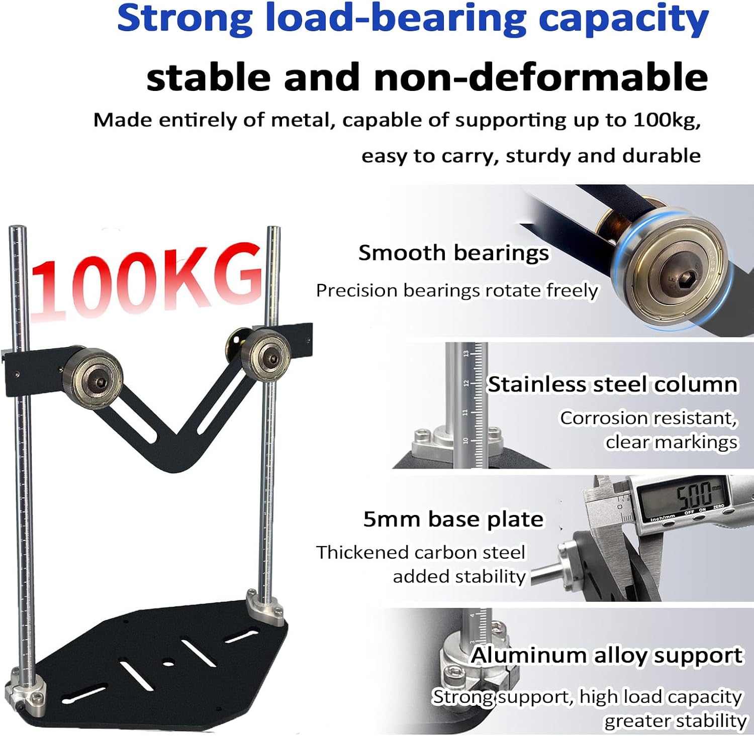 2PCS Adjustable Cutting Machine Support Frame, V-Shaped Support Frame, Double Roller/Height Adjustable, Load Capacity 100kg, for Cylinders with Diameters of 12~200mm, for Woodworking