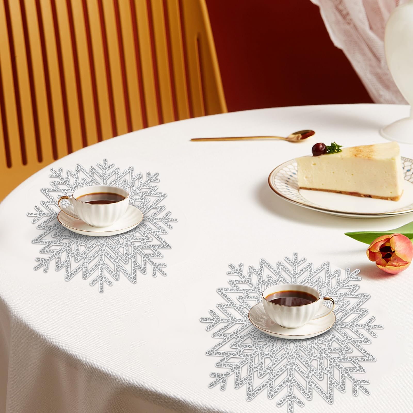 Placemats And Coasters Set Snowflake Shape Absorbent And - Temu